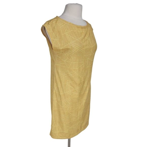 PrAna Womens Sheath Knee Length Dress Size S Yellow Striped Crew Neck 34P - Picture 2 of 5